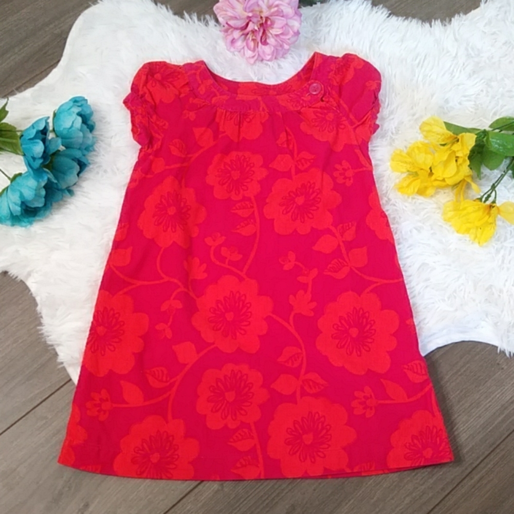 2/$24 Girls Cherokee Red Pink Flower Dress